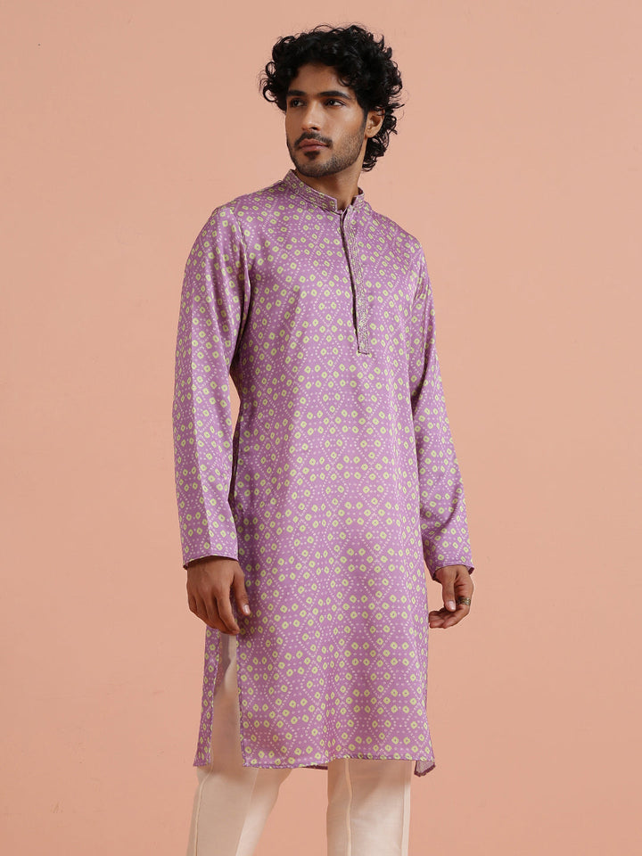 Lilac Geometric Printed Kurta | SHOBITAM