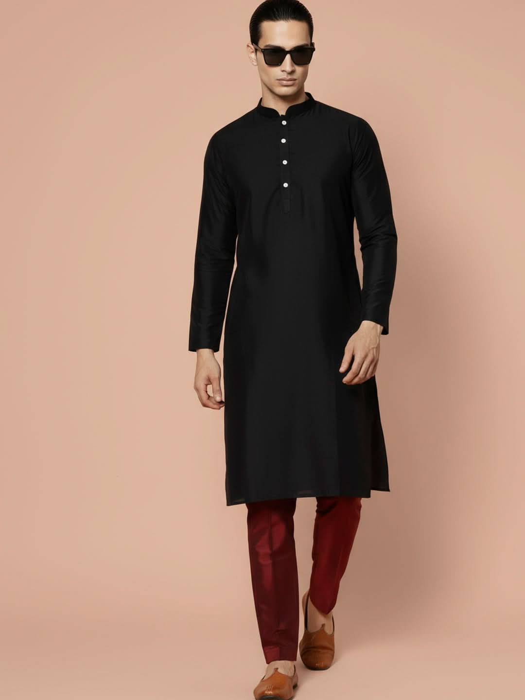 Black Solid Kurta Trouser Set | SHOBITAM