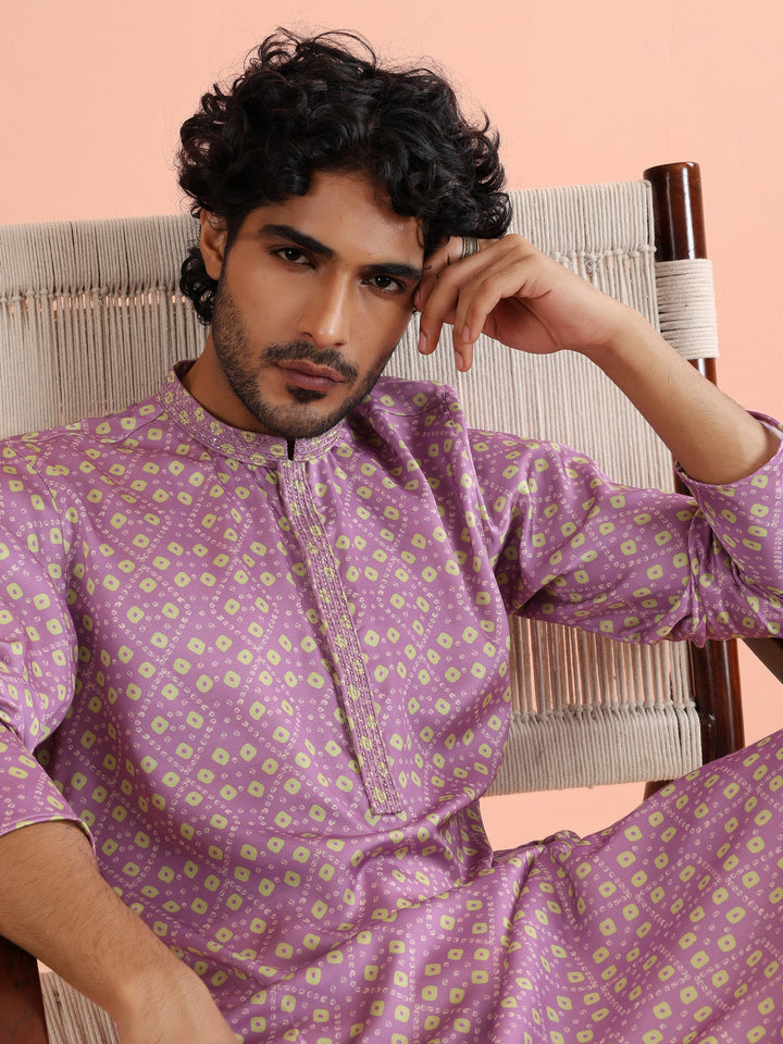 Lilac Geometric Printed Kurta | SHOBITAM