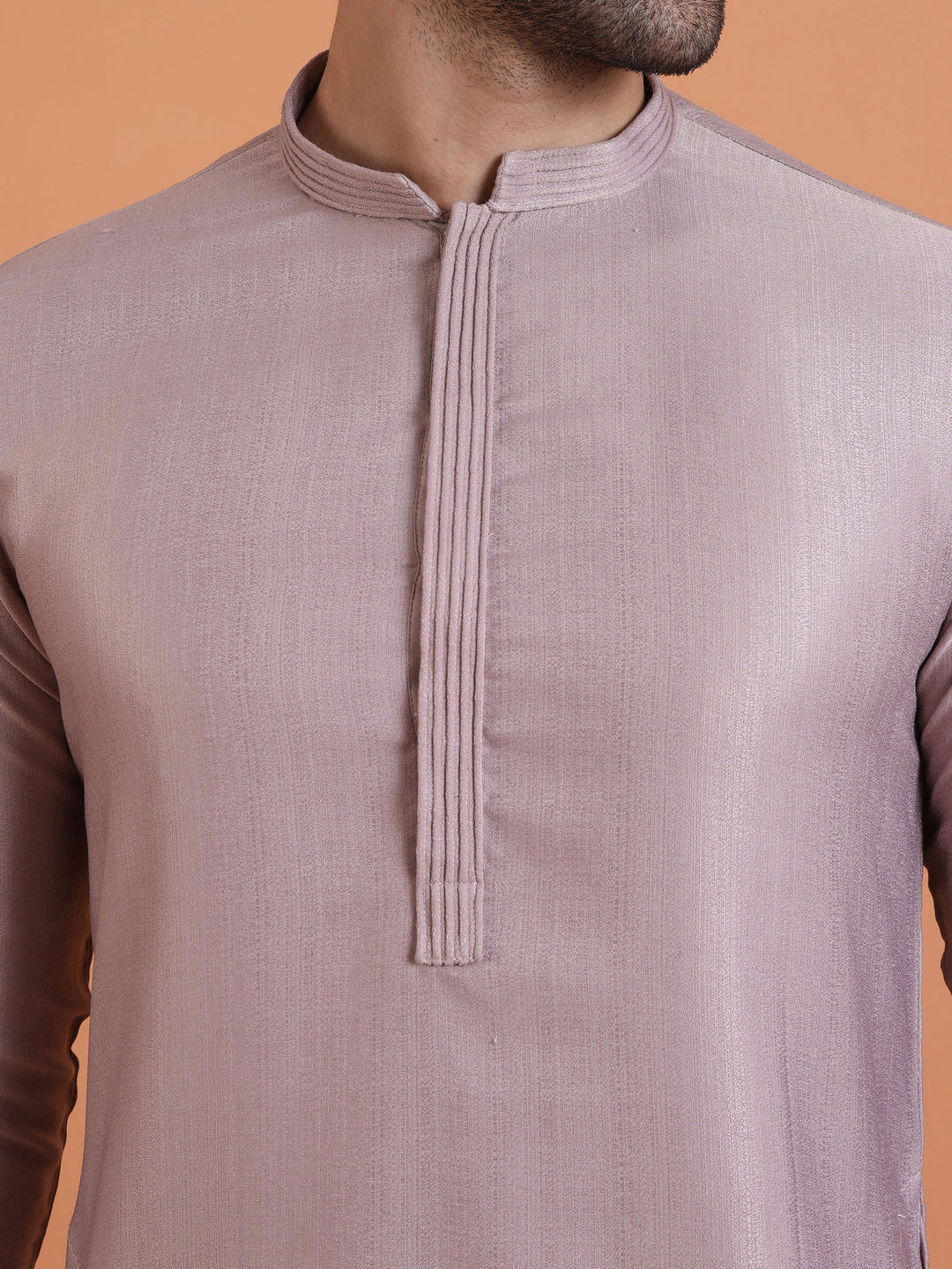 Lilac Silk Blend Solid Mid Kurta | SHOBITAM