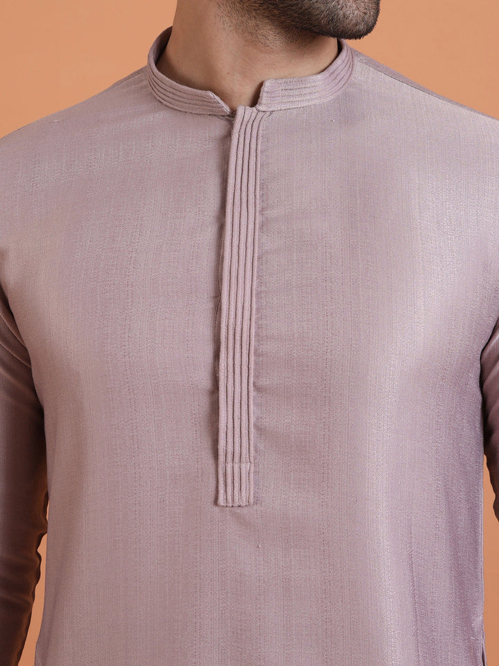 Lilac Silk Blend Solid Mid Kurta | SHOBITAM