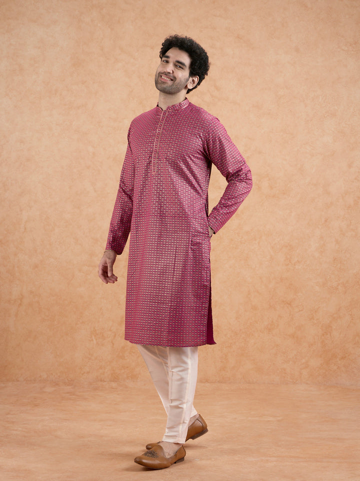 Magenta Silk Blend Kurta Set | SHOBITAM
