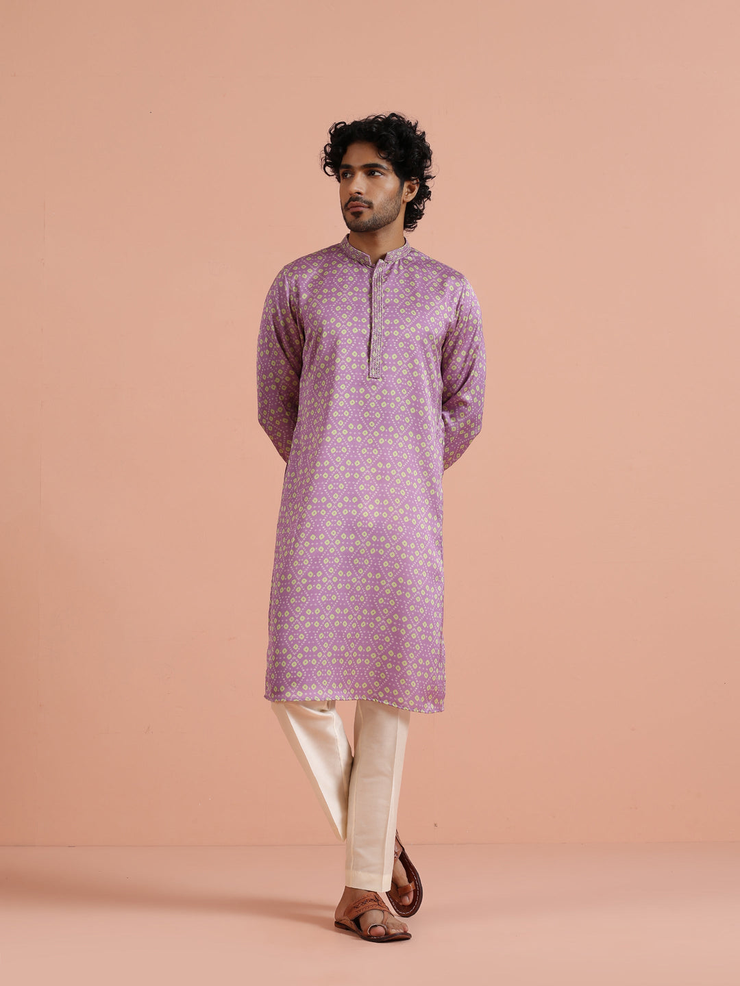 Lilac Geometric Printed Kurta | SHOBITAM