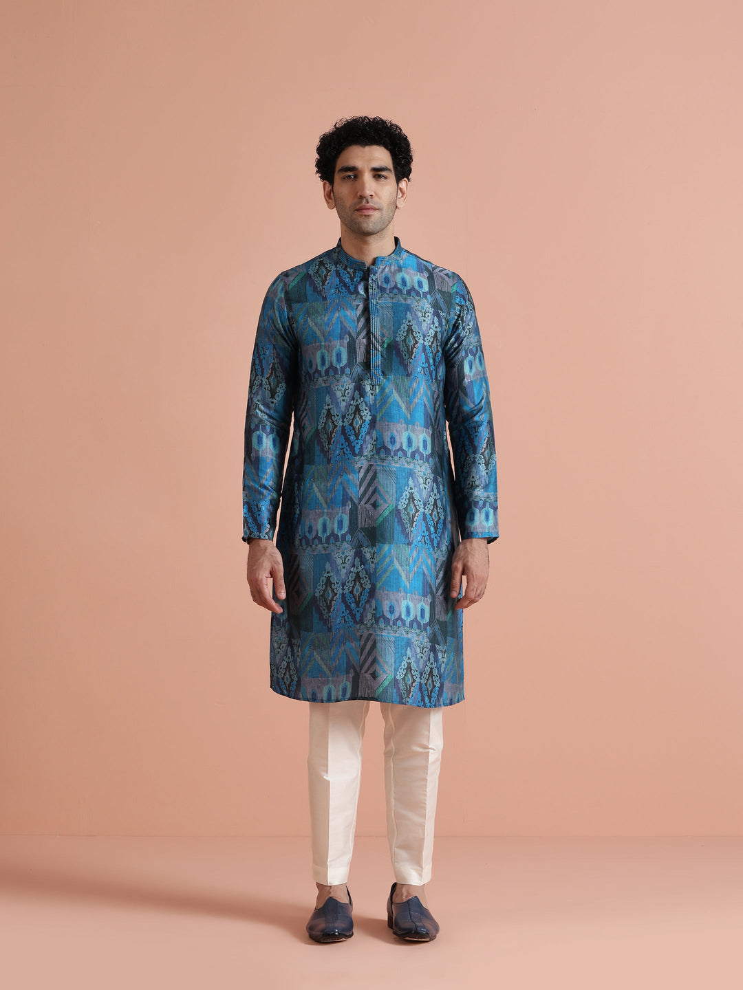 Blue Geometric Printed Kurta | SHOBITAM
