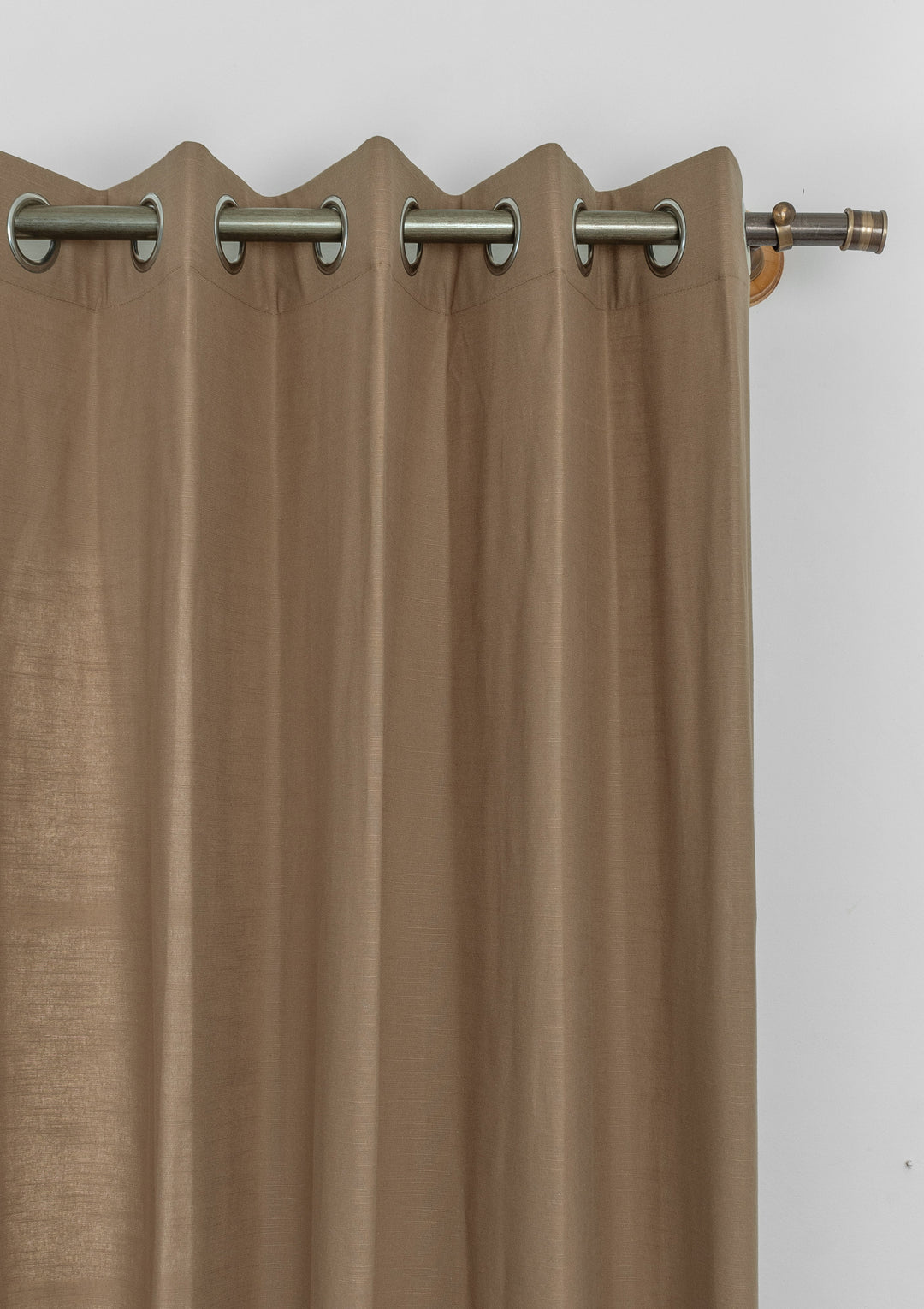 Solid chocolate brown 100% cotton plain curtain for bedroom - Room darkening - Single Piece | SHOBITAM