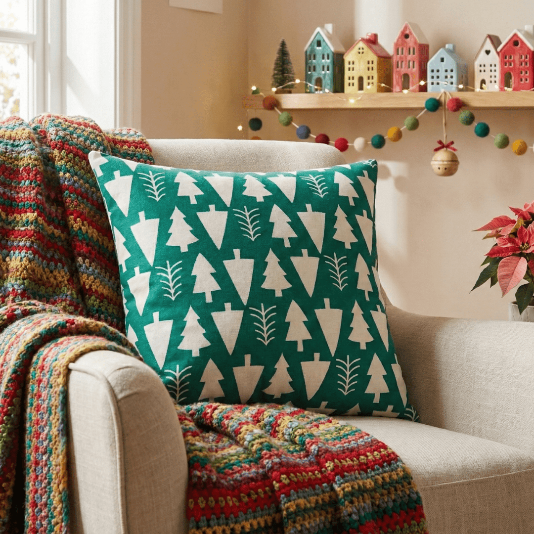 Christmas Tree Print Cushion Cover |SHOBITAM