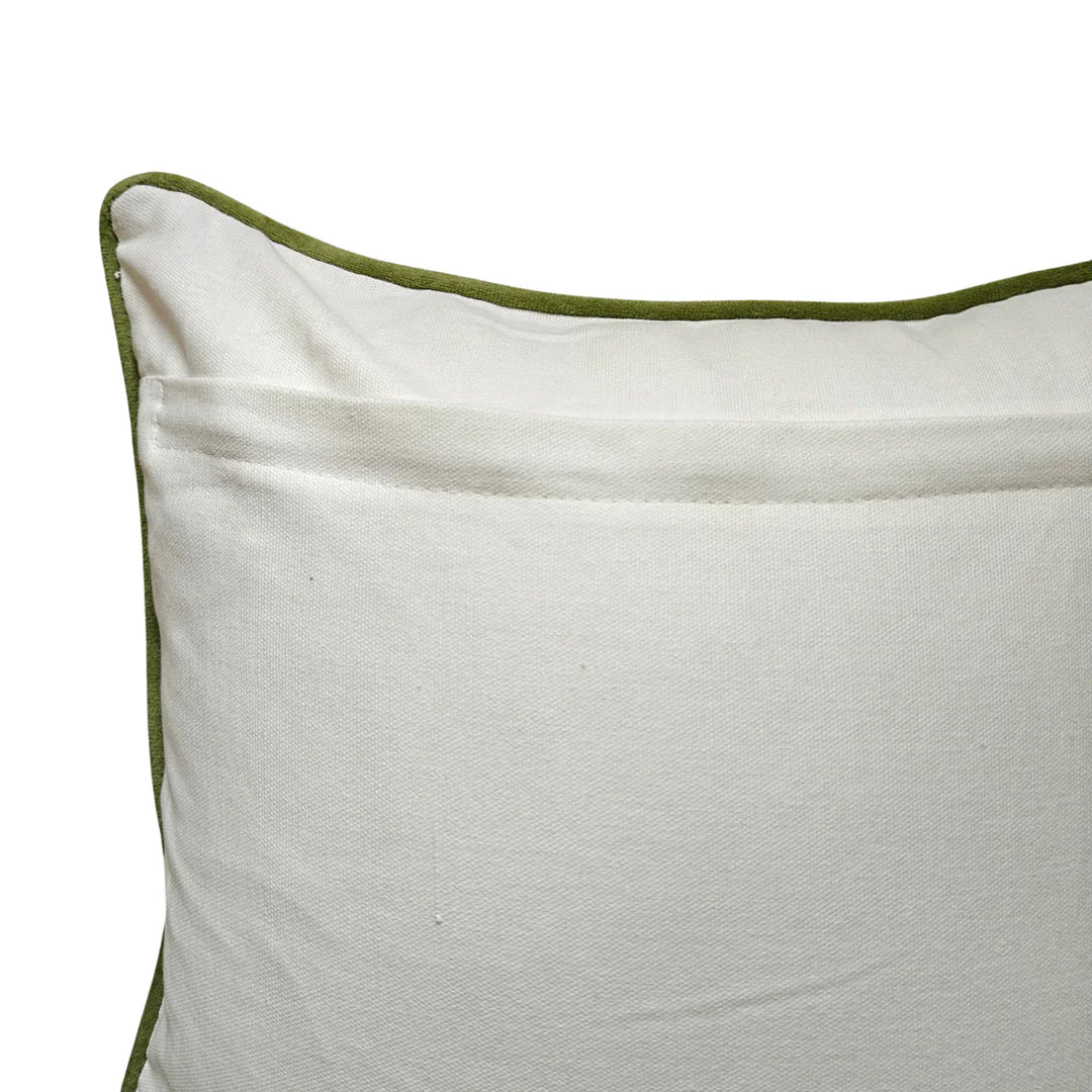 Flora Embroidered Cushion Cover, 16" x 16", Ecru, Pack of 1