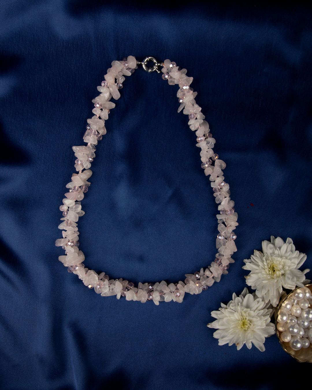 Gulab Noor- Natural Pink Agate & Crystal Mala | SHOBITAM