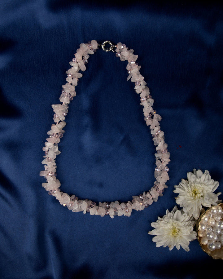 Gulab Noor- Natural Pink Agate & Crystal Mala | SHOBITAM