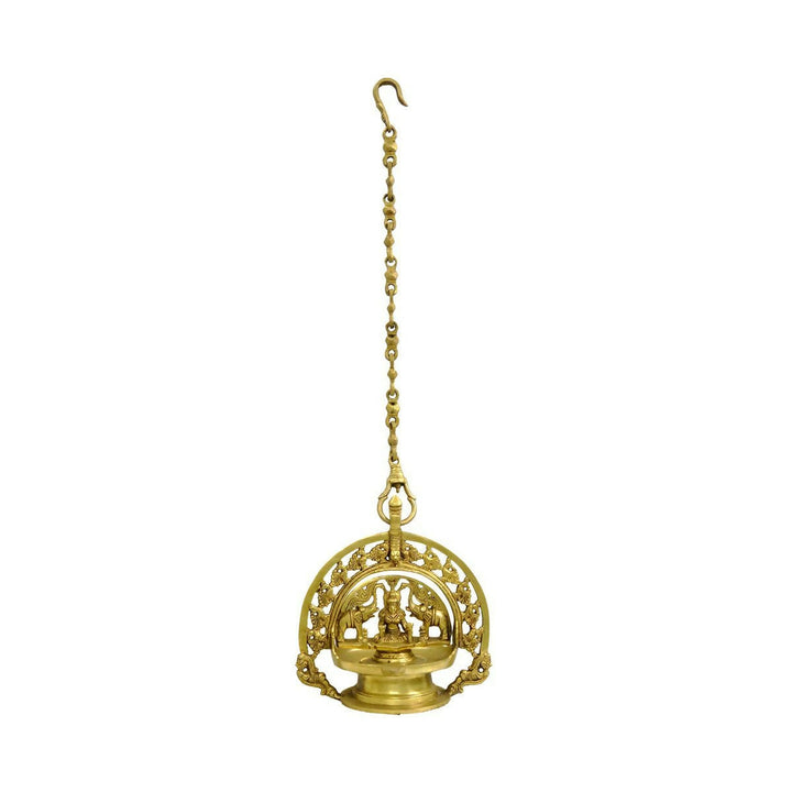 BRASS GAJA LAKSHMI HANGING OIL LAMP 34*10*8 | SHOBITAM