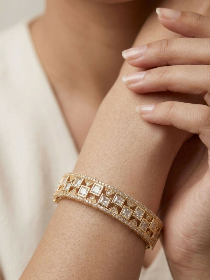 Gold Plated Polki Diamond Bangles | SHOBITAM
