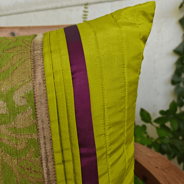 Hariyali Cushion Cover, 16" x 16", Pack of 1 | SHOBITAM