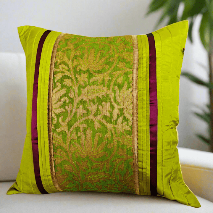 Hariyali Cushion Cover, 16" x 16", Pack of 1 | SHOBITAM