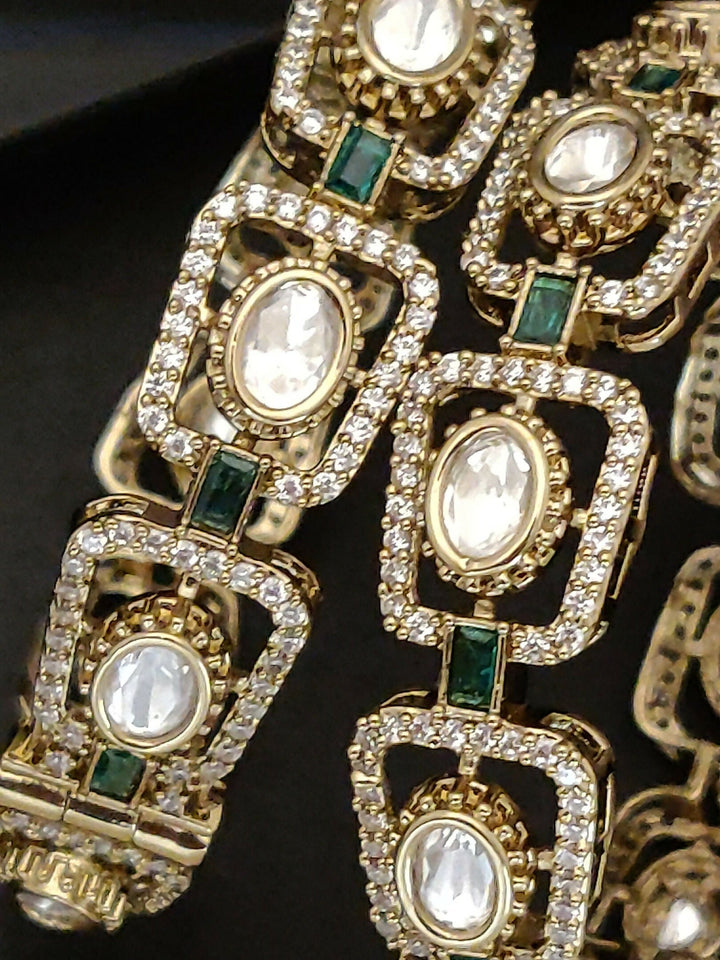Traditional Victorian Plated Square Polki Bangles | SHOBITAM