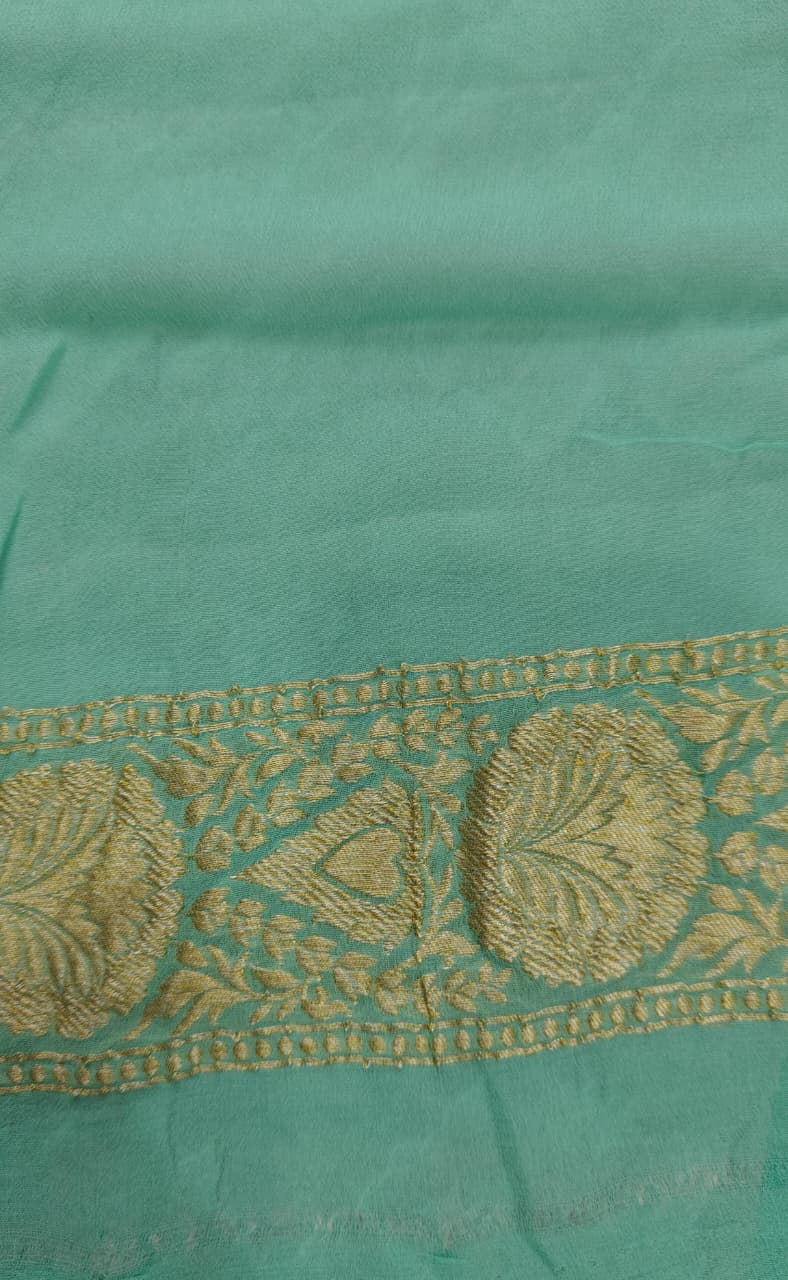 Rose Pink Banarasi Georgette Silk Saree with Floral Jaal and Zari Border | SILK MARK CERTIFIED