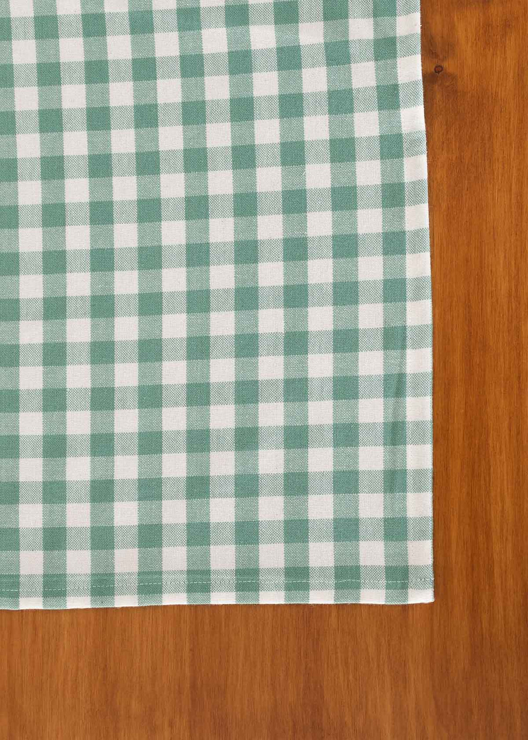 Gingham checks 100% cotton geometric table cloth for 4 seater or 6 seater dining - Sage Green  | SHOBITAM