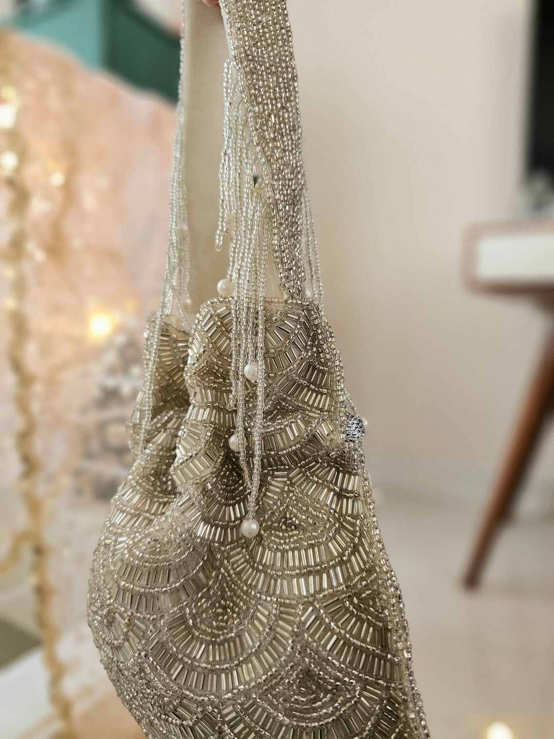 Glitter Silver Potli