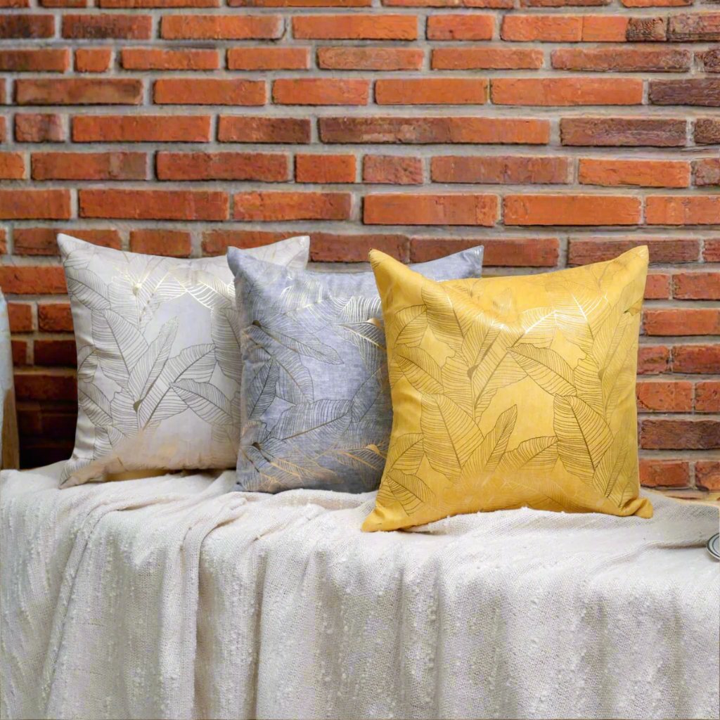 Mirage of Golden Leaves Luxury Cushion Covers - 16" x 16", Pack of 3 Colors | SHOBITAM