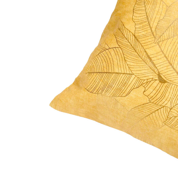 Metallic Leaves Tan Gold Cushion Covers, 16" x 16", Pack of 2