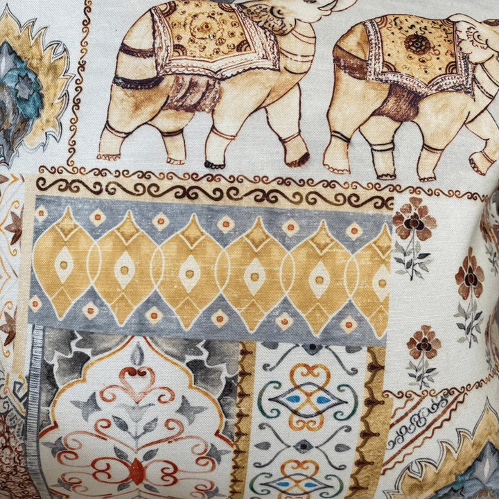 Golden Oasis Yellow Elephant Print Cushion Covers, 16" x 16", Pack of 2