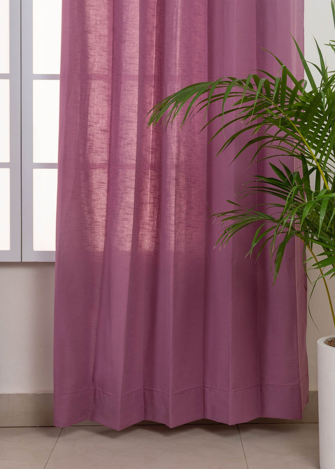 Solid Grape 100% cotton plain curtain for bedroom - Room darkening - Single Piece  | SHOBITAM