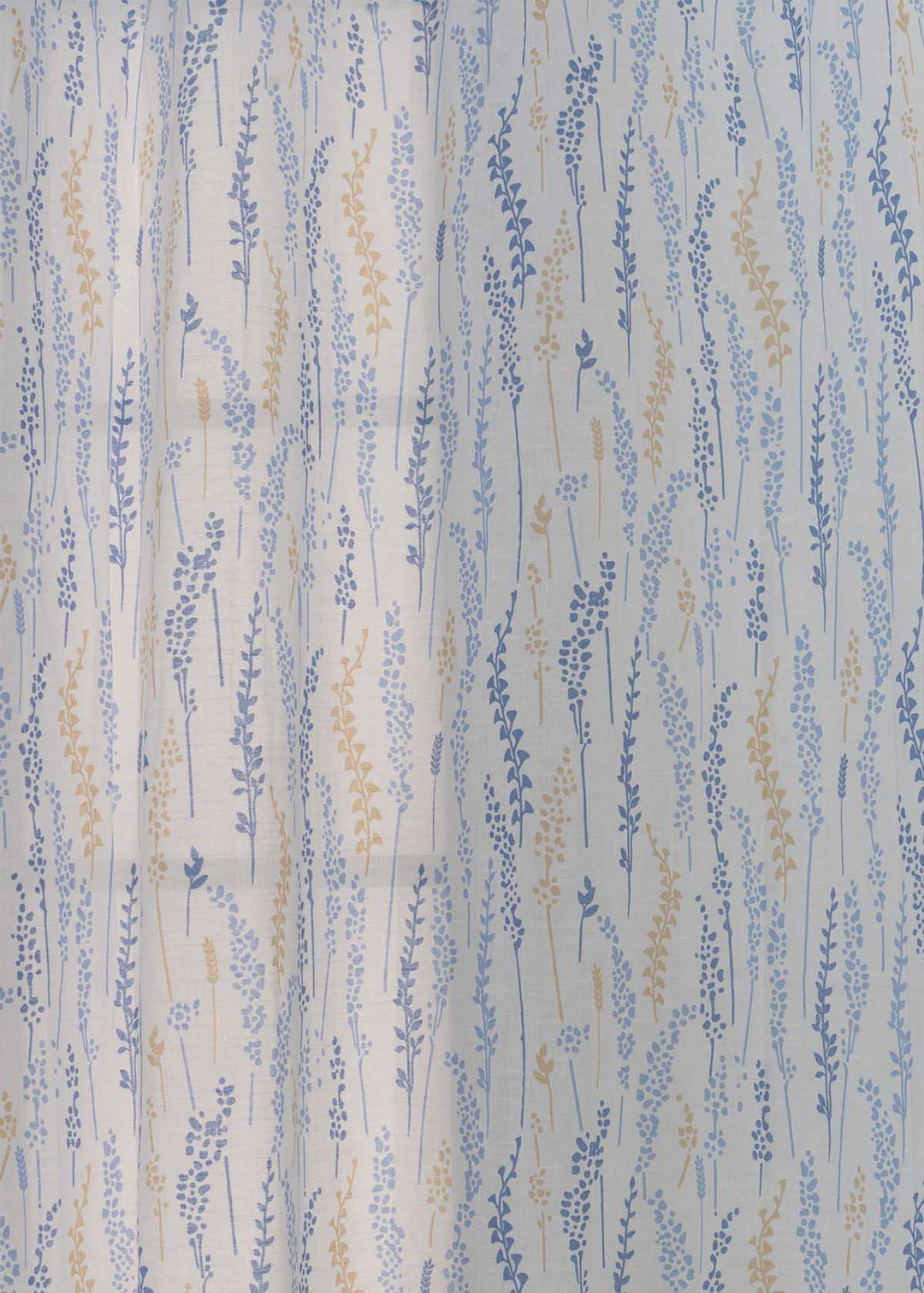 Grass Fields Blue 100% cotton sheer floral curtain for living room - Light filtering - Single Piece | SHOBITAM