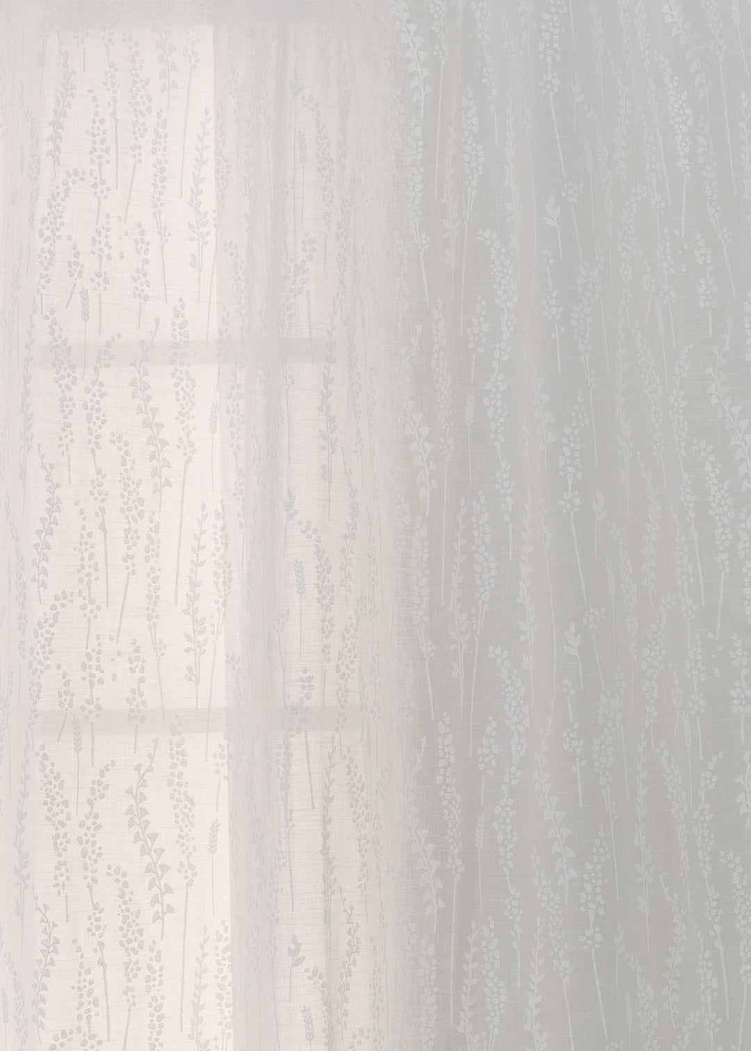 Grass Fields White 100% cotton sheer floral curtain for living room - Light filtering - Single Piece | SHOBITAM