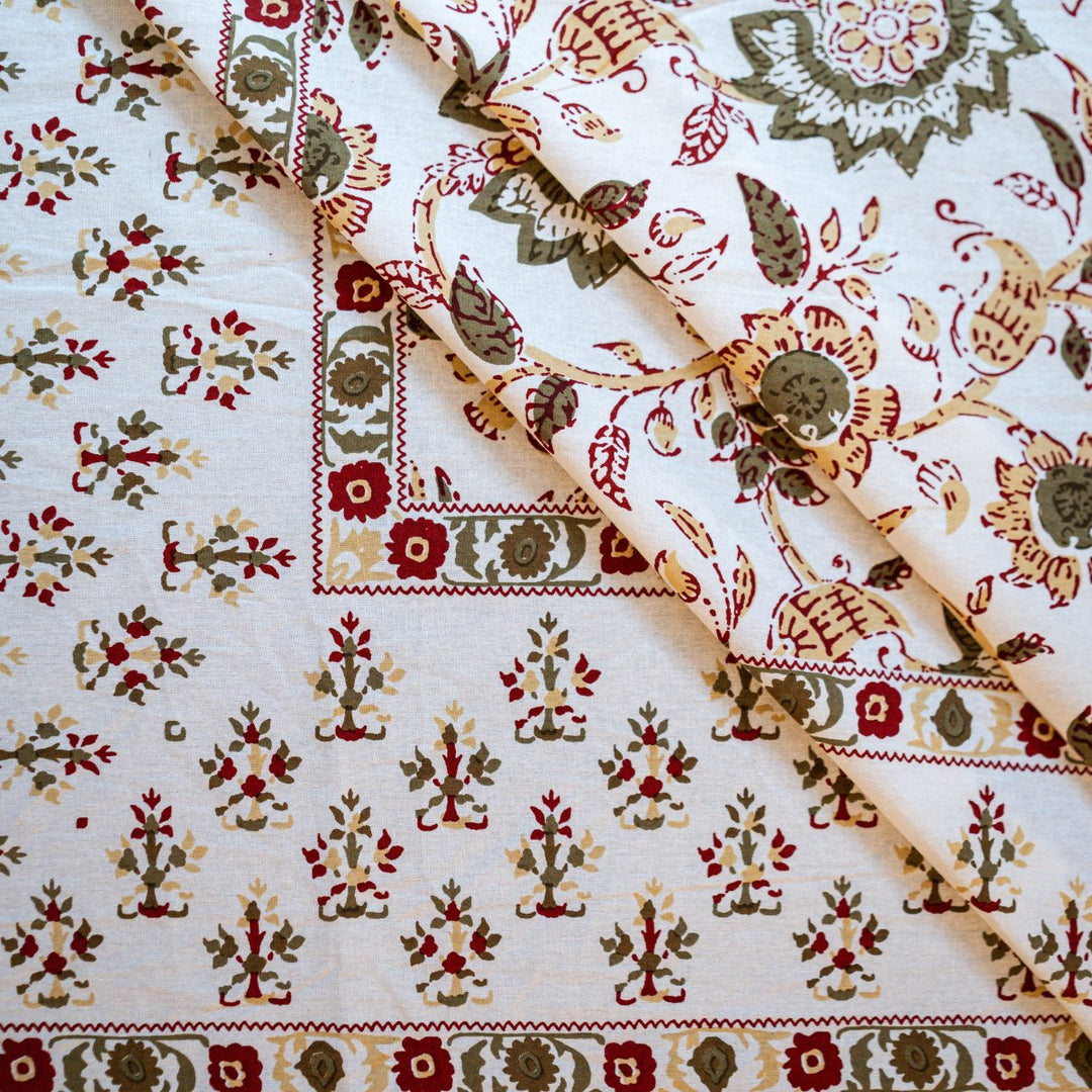 Mithila 6 Seater Dining Table Cover, Block Print, 100% Cotton, 60" x 90" | SHOBITAM