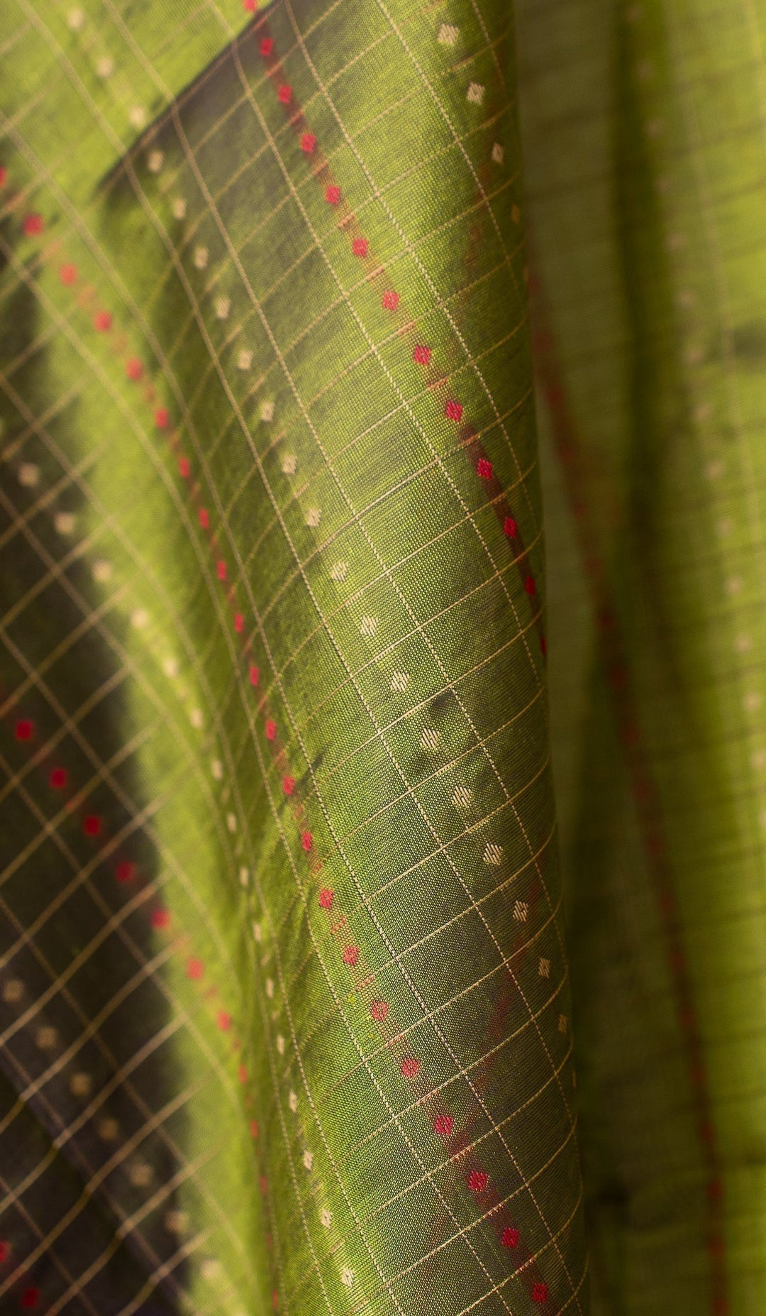 Green Handloom Kanchi Silk Cotton Dupatta Marugadham | SHOBITAM