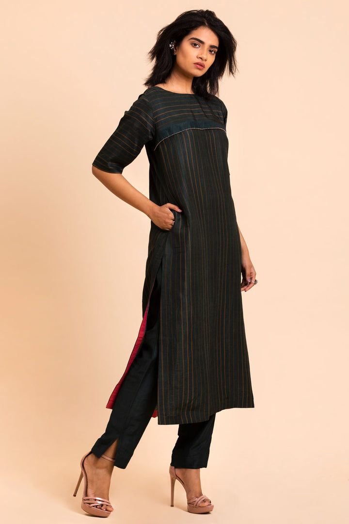Bottle green set with dupatta (set of 3 ) | SHOBITAM