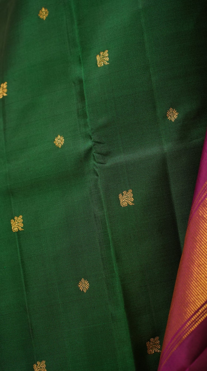 Green With Magenta Kanjivaram Handloom Pure Zari Saree Meenakshi | SILK MARK CERTIFIED | SHOBITAM