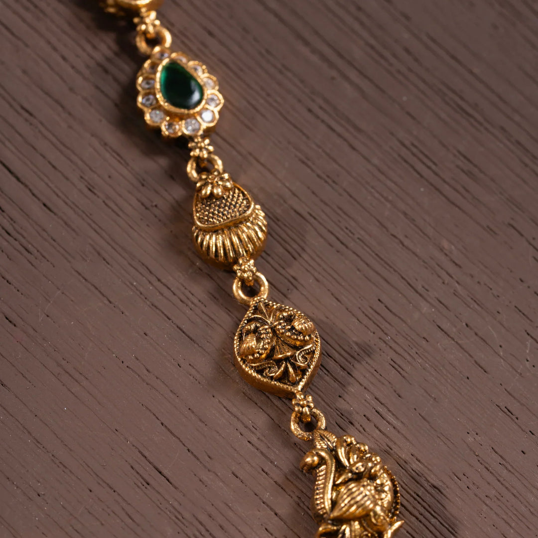 Stunning 92.5 Silver, Gold Plated Vishweshwari Short Necklace