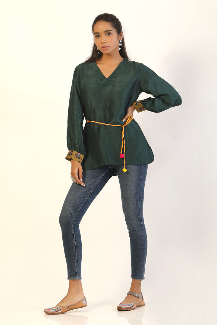 Green Maheshwara Kurti | SHOBITAM