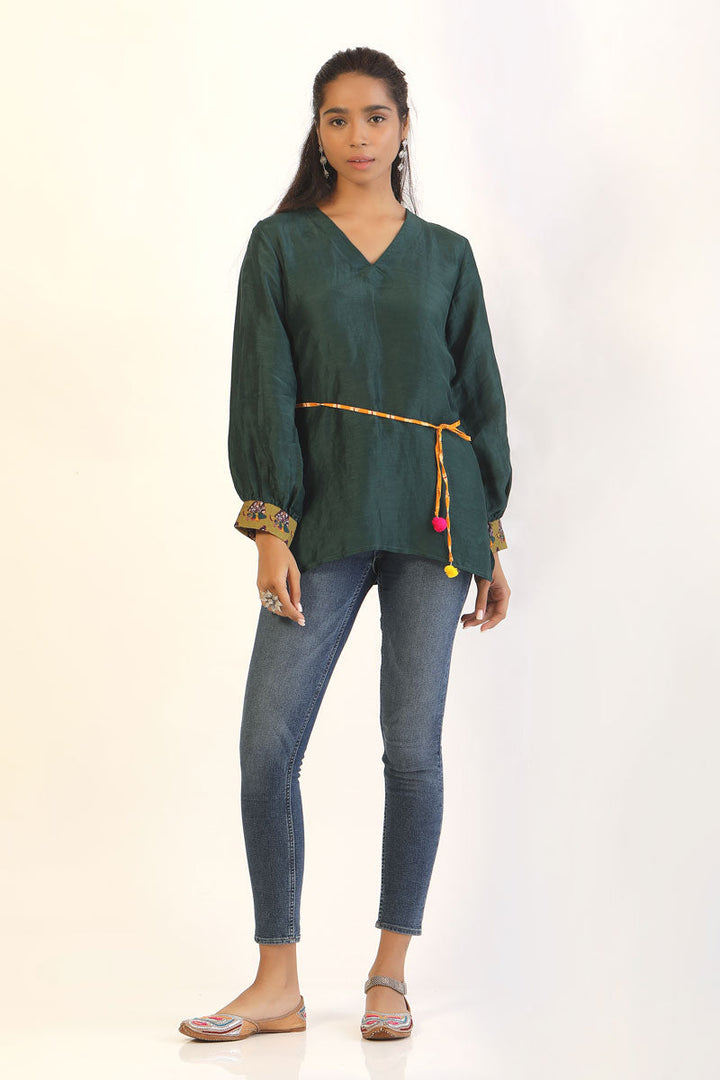 Green Maheshwara Kurti | SHOBITAM