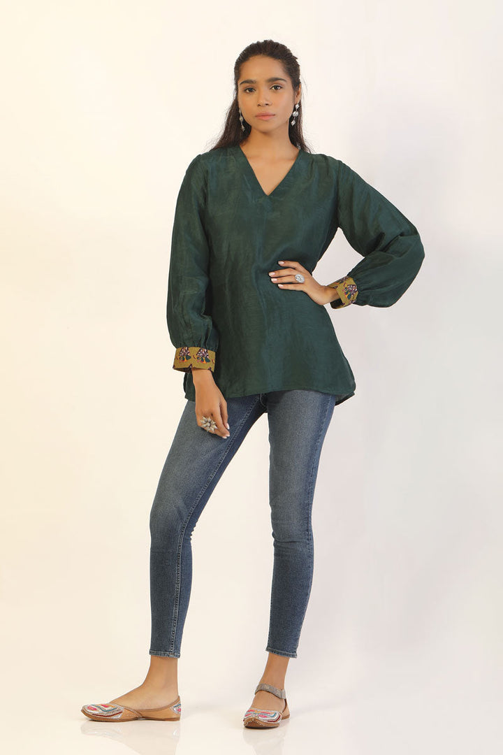 Green Maheshwara Kurti | SHOBITAM