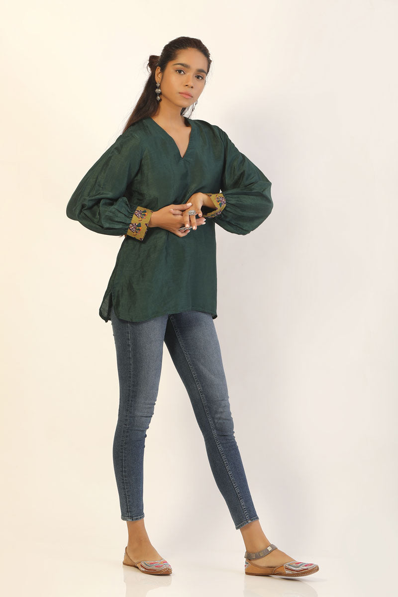 Green Maheshwara Kurti | SHOBITAM