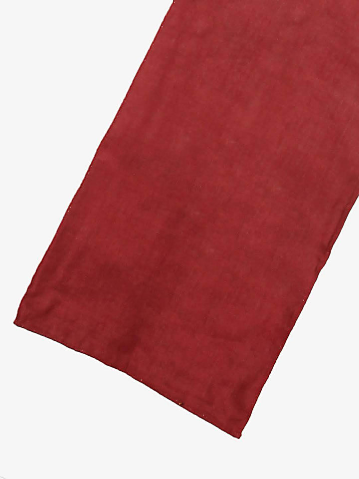Grey Maroon Dhuniya Cotton Table Runner | SHOBITAM