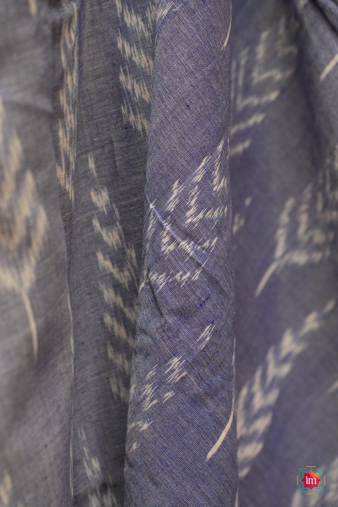 Grey With Blue Pochampally Ikkat Cotton Saree Summer Cloud | SHOBITAM
