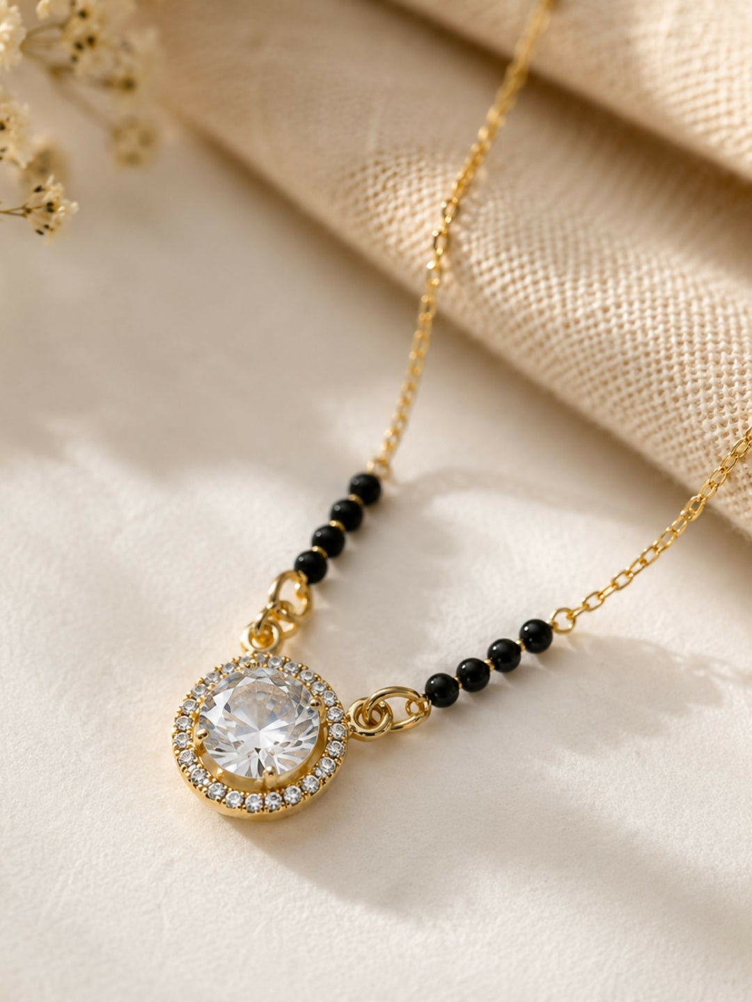 Cz Diamond Wedding Inspired Gold Diamond Mangalsutra | SHOBITAM