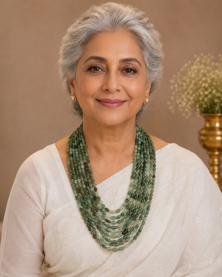 Panna Chandrika- Natural Emerald Satlada Mala | SHOBITAM