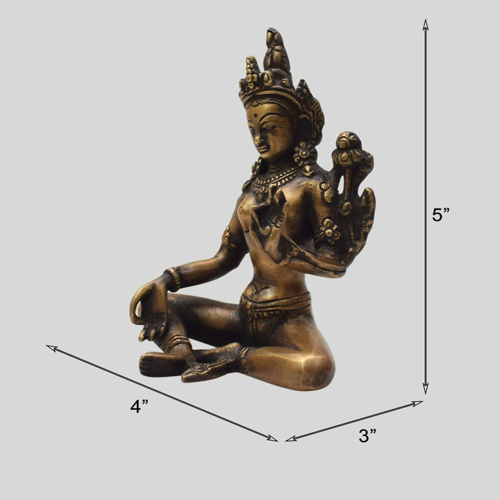 BRASS TARA DEVI IDOL WITH ANTIQUE FINISH 5.00*4.00*3.00 | SHOBITAM