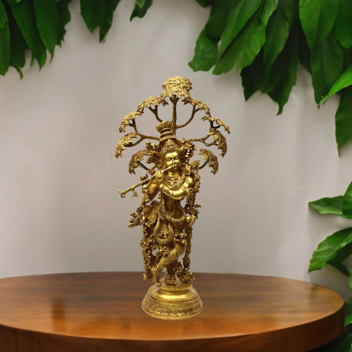 BRASS KRISHNA WITH TREE 34*17*12 | SHOBITAM