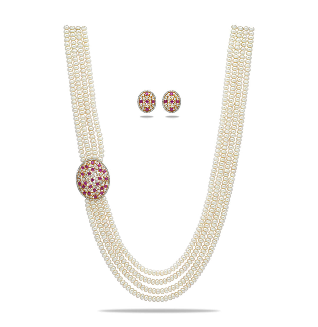 Fancy Red Stone Side Piece Choker Set