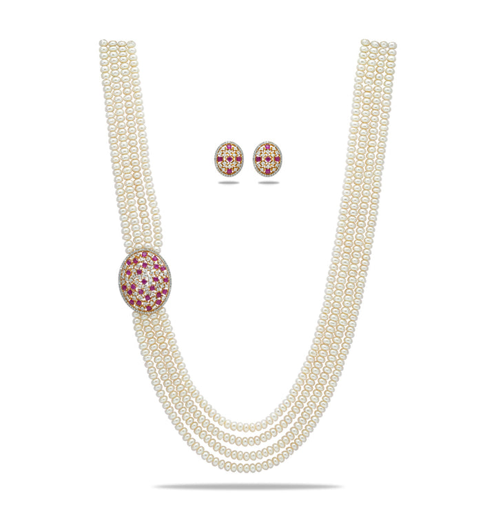 Fancy Red Stone Side Piece Choker Set