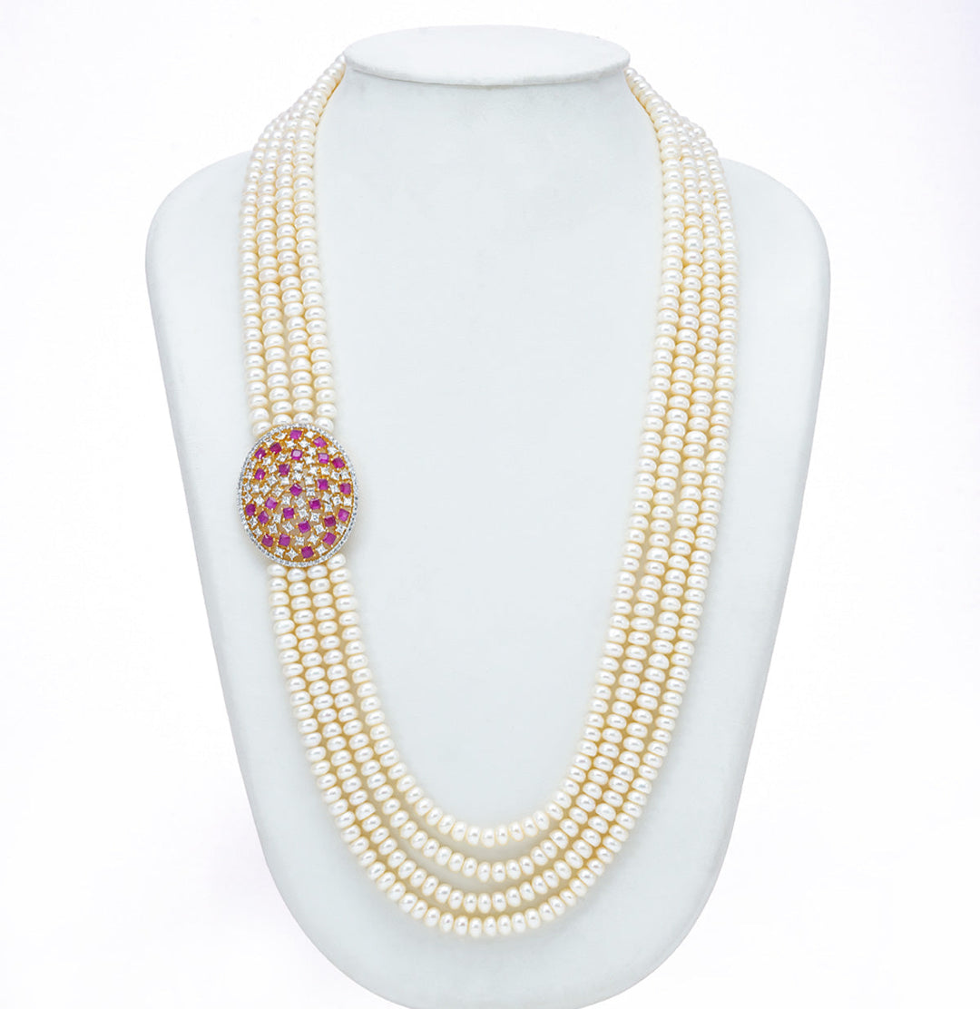 Fancy Red Stone Side Piece Choker Set