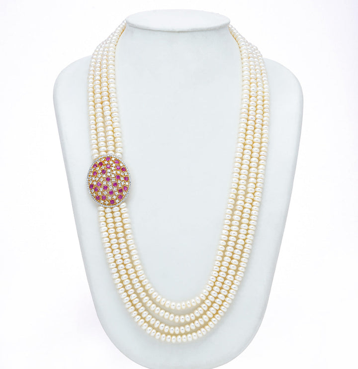 Fancy Red Stone Side Piece Choker Set