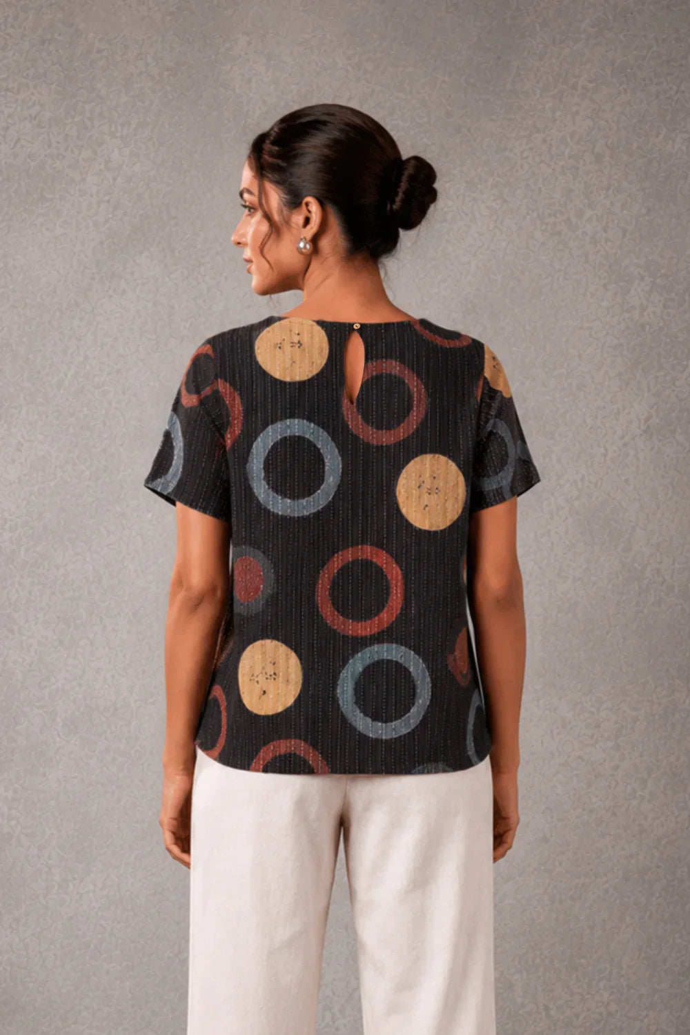 Black Ring Ajrakh Top | SHOBITAM