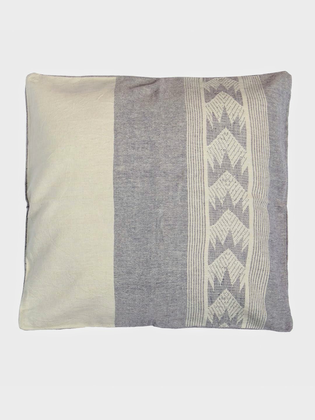 Ivory Grey Cotton Cushion Cover - Pack of 1 | SHOBITAM
