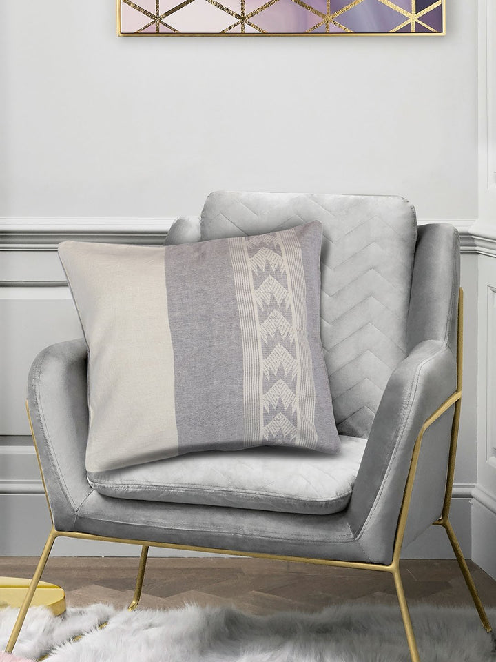 Ivory Grey Cotton Cushion Cover - Pack of 1 | SHOBITAM