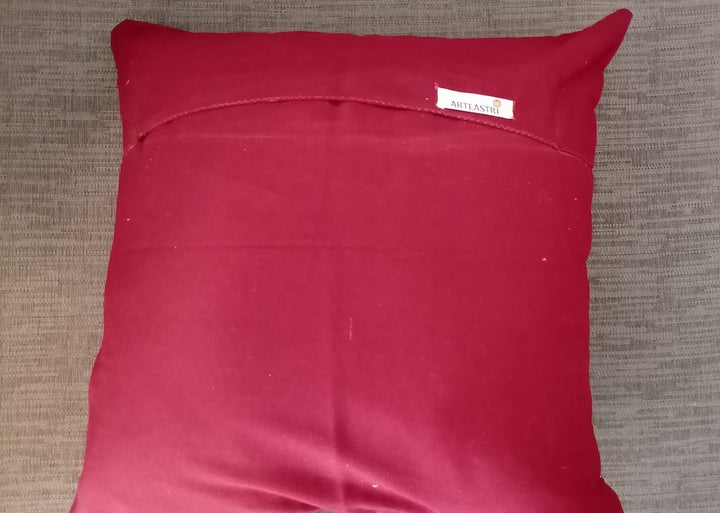Maroon White Kantha Cushion Cover - Pack of 2 | SHOBITAM